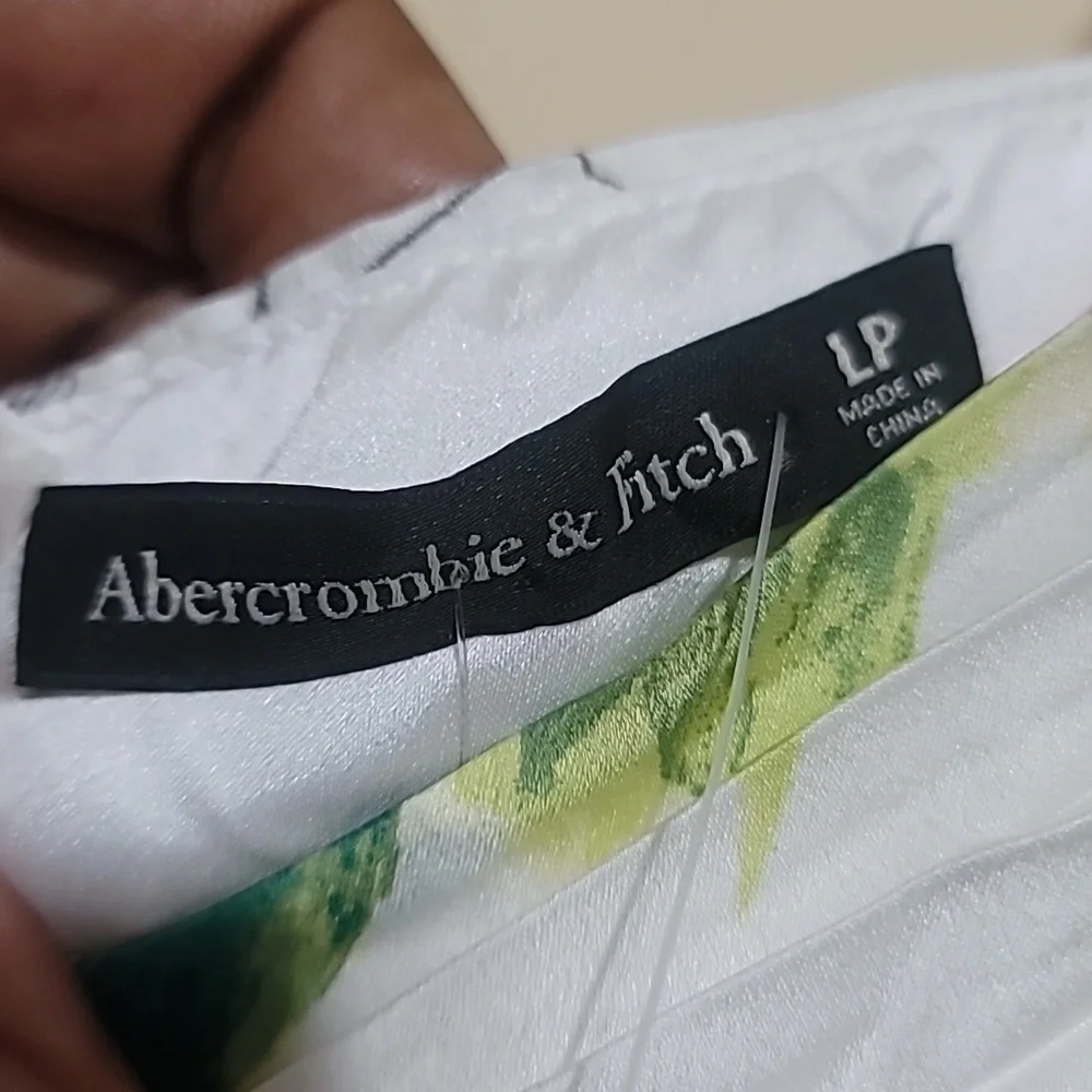 Abercrombie & Fitch Giselle Pleated Tiered Maxi Dress Satin White Floral Sz LP
